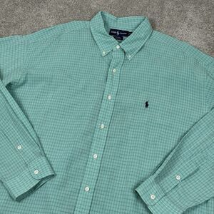 Polo Ralph Lauren Blake Shirt 2XL Men's Green Button Up Shirt Long Sleeve Plaid